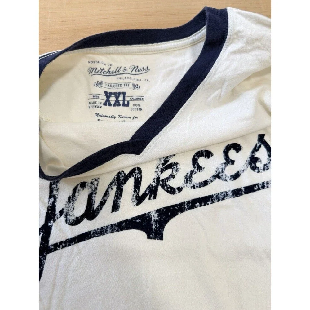 Mitchell & Ness New York Yankees White/Blue Ringer Shirt, XXL Baseball